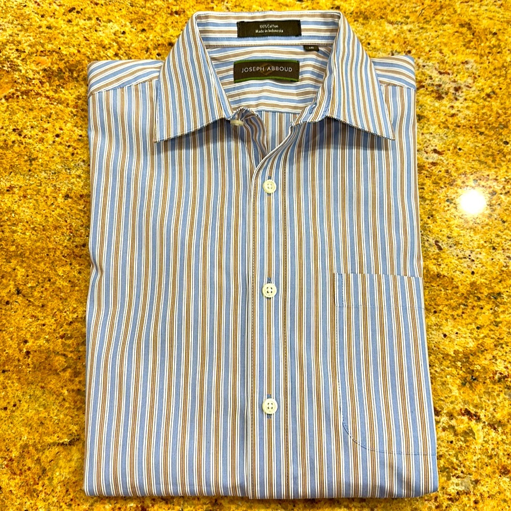 JOSEPH ABBOUD COTTON BOYS SIZE 16  STRIPED BUTTON UP SHIRT WITH FRONT POCKET